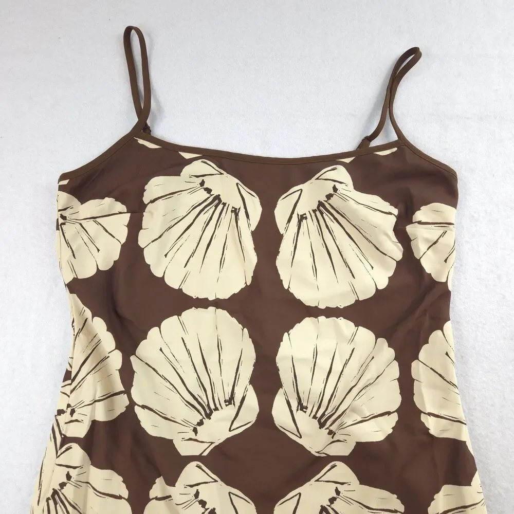 Abercromie & Fitch Julia Slip Maxi Dress Brown Seashell MP Slit Resort Beach